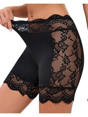 Women Black Slip Short Under Dresses Lace Anti Lightweight Chafing Underwear